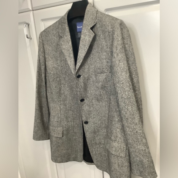 Faconnable Men’s 100% Wool Sport Coat Jacket Blazer Herringbone Gray Sz XL - Picture 9 of 9